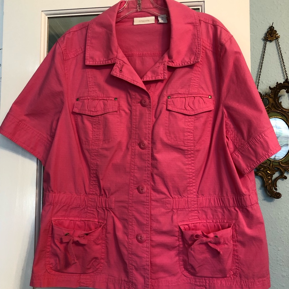 Chico’s short sleeve light weight jacket.